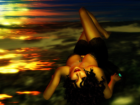 Dreaming - abstract, black, female, woman, 3d, shiny background