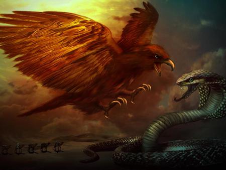 The Fight - paint, legend, bird, snake