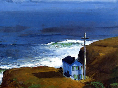 View - view, house, painting, ocean, art