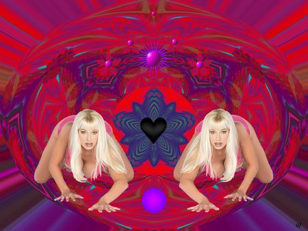 Out of the Fires She Longs 4 Pink - eye candy, collage, 3d, fractal, abstract