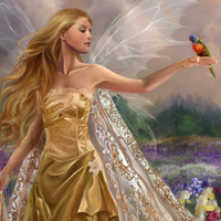 fantasy angel with a bird