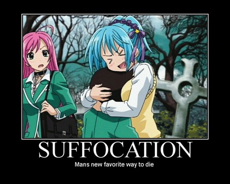 Suffocation - anime, moka, funny, rosario vampire, kurumu