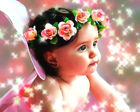 Child as an angel - angel, photography, child, innocent, baby, beautiful, color, flowers, cute