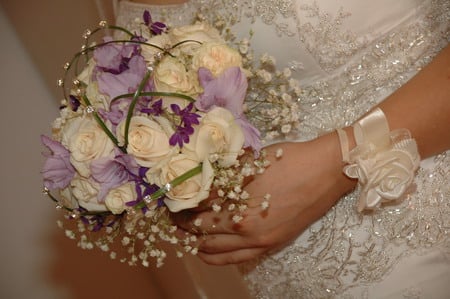 wedding day - bouquet, wedding, flowers, roses