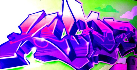 Graffiti - green, purple, cool, illuminous