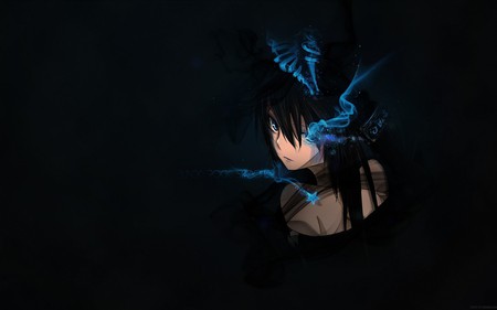 BRS - pretty, anime, gothis, blue, drwaing, girl, cool, dark, black rock shooter, black, catoon