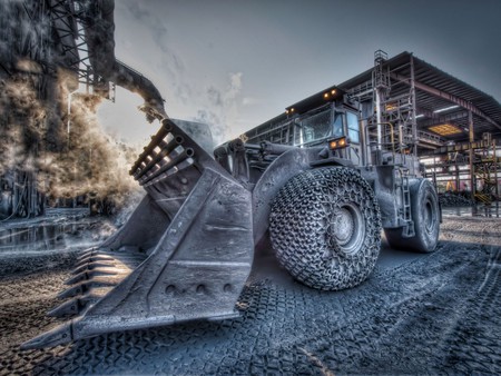 cool construction site - lift, manmade, chains, tractor, building, vehicle