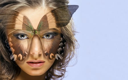 Amazing Face(For fireangels4) - nice, face, brown, amazing, butterfly, abstract, eyes, fantasy