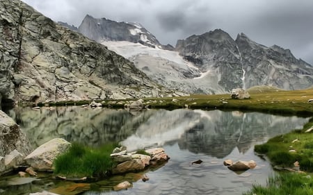 Alpine Lake - quiet, alpine, amazing, lake, mountain