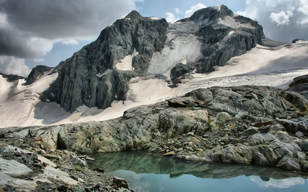 Alpine Lake - quiet, water, alpine, blue, lake, mountain