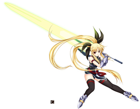 Anime - belt, girl, gauntlet, big sword, long hair, anime, underware