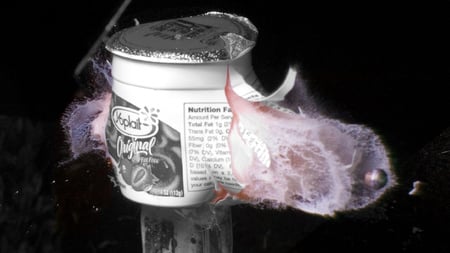 Yoplait exploding colorsplash - strawberry, colorsplash, yogurt, high speed photography, yoplait