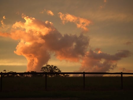 Clouds at sunset. - clouds, sunset, mountain, sky