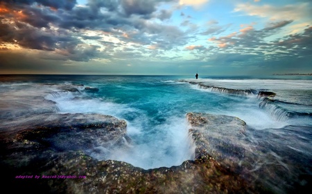 landscape - clouds, landscape, water, blue