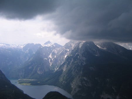 Cloudy Mountains - river, clouds, cloudy, mountain