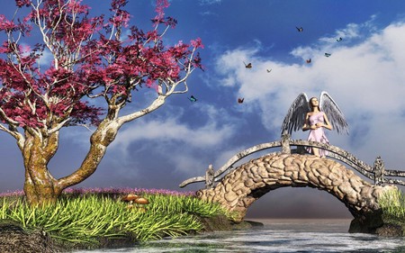 spring angel - fun, fantasy, nature, angel