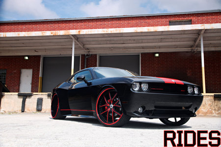 Challenger - red rims, mopar, dodge, black