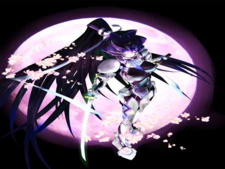 Muvluv - moon, muvluv, anime girl, female, cherry blossom, sword, mitsurugi meiya, night, cyber, katana