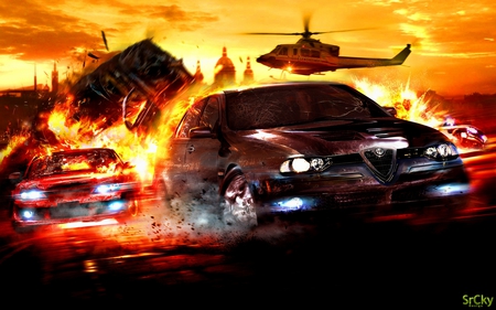 Alfa Romeo 156 by SrCkyDesign - yellow, explosive, helicopter, dark, desktop, srckydesign, romeo, vt, 156, atmosphere, super, tuning, extra, cool, alfa, awesome, virtualtuning, background, wallpaper