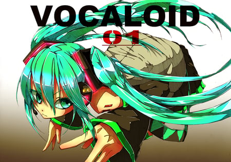 vocaloid - blue hair, vocaloid, blue eyes, miku hatsune, green brown dress