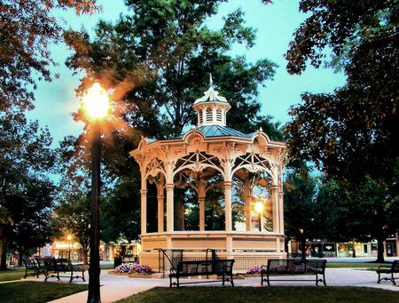 Gazebo - sky, abstract, trees, light, gazebo