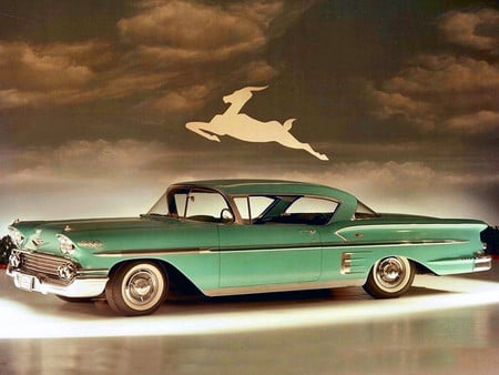 1958 Chevrolet Impala F2 - 1958, car, engine, green, impala, travel, auto, chevrolet