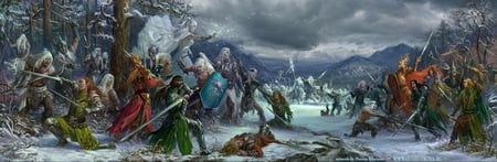 Coming Winter - fantasy, winter, elves, battle, abstract