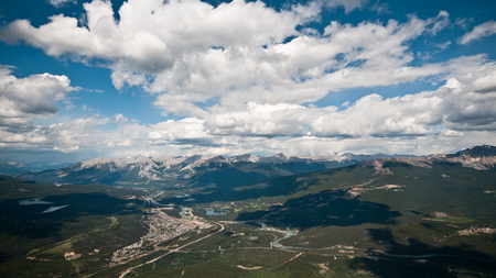 From Top Of the Mountain - river, clouds, mountains, sky