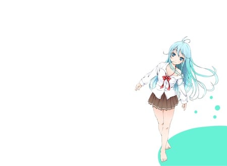 Denpa Onna To Seishun Otoko - white, touwa erio, blue eyes, long hair, blush, aqua hair, uniform