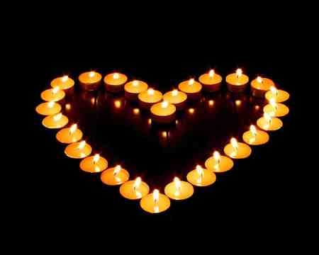 the candle heart - black, flame, candles, heart