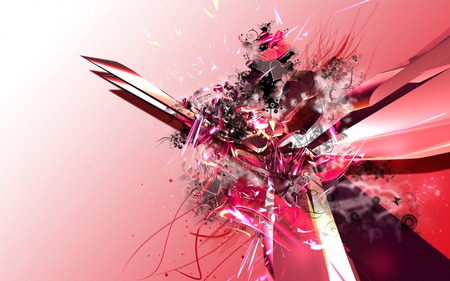 Garbage !!! - abstract, heart, 3d-art, red, butterfly, background, pink