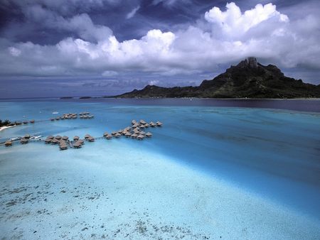 Island of Bora-Bora - nature, sky, ocean, bora bora, clouds, island