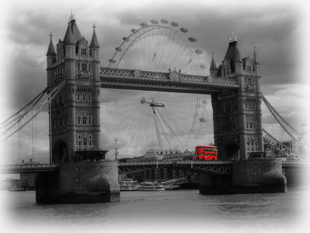 London in Grey and Red - travel, london, photography, bridges, europe