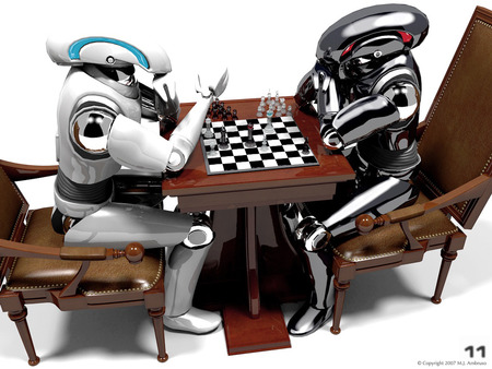 The Chess Game - abstract, fantasy, chess, 3d, games, robots