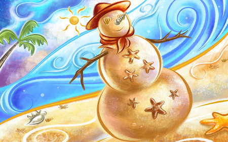 Summer Sandman - fun, 3d and cg, summer, funny, widescreen, sandman, brown, wds, blue, 3d, summer sandman, sand