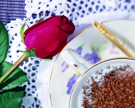 Rose and coffee - coffee, food, friendship, rose, flower