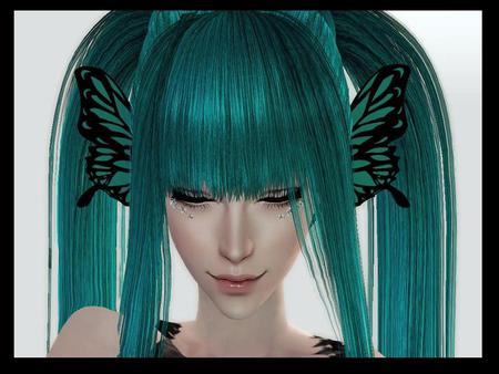 vocaloid - black, vocaloid, miku hatsune, blue hair, audifon