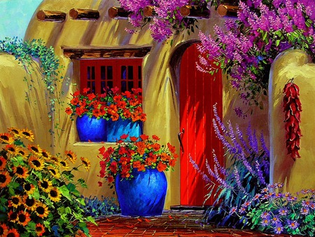 Colorful House - house, beautiful, photo, flower, home, flowers, colorful, garden, color