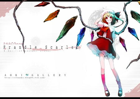 Flandre Scarlet - game, anime, flandre scarlet, girl, crystal, touhou, wings, text, video game