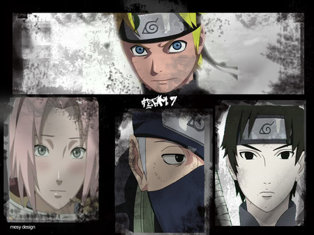 naruto team 7 - hatake, seven, anbu, root, sai, kakashi, naruto, sakura, haruno, anime, grunge, shippuden, team, 7