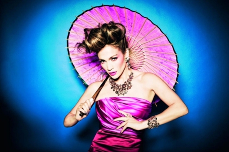 Jennifer Lopez - silk, beautiful, photography, singer, actress jenifer, colors, pink, umbrella, woman, model, japanese