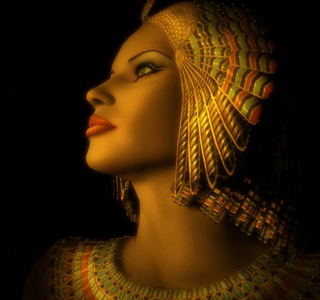 Cleopatra - abstract, paint, profile, queen, beautiful, portrait, queen of egypt, beauty, ancient egypt, dark, egypt, black, cleopatra, pharaonic, pharaohs, face