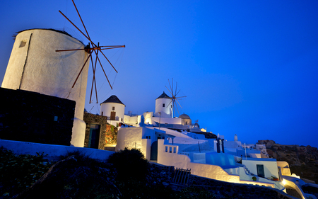 Oia Sunrise - village, beautiful, dawn, windmills, architecture, picturesque, sunrise