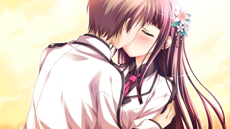 *smooch* - anime couple, kiss, couple, smooch, cute, cg