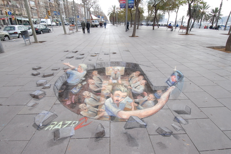 Let Me Out - 3d, men, sidewalk, illusion