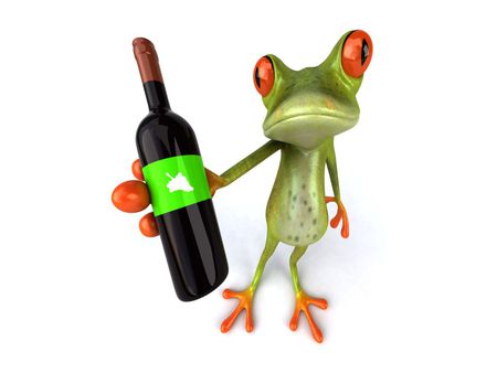 Frog Wine - wine, 3d, animals, frog