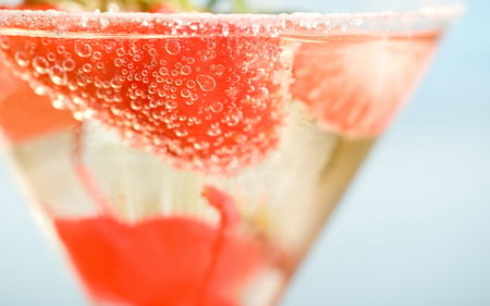 Strawberry cocktail - strawberry, tasty, macro, red, fruits, cocktail