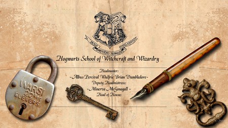 Hogwart Stuff - key, pen, lock, firefox persona, diploma, fantasy, harry potter, vintage, report card, movie, hogwart, parchment