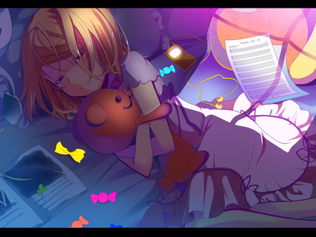 Vocaloid - vocaloid, kagamine rin, temari artist, dress, sleeping