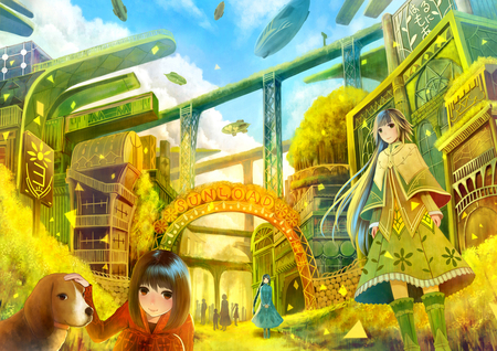 This could be the future - aircrafts, city, anime, female